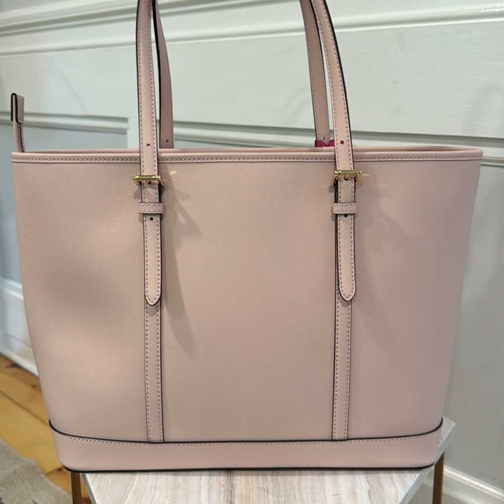 Michael Kors Tote Jet Set Large Pink Leather Travel Work Bag - Picture 6 of 17